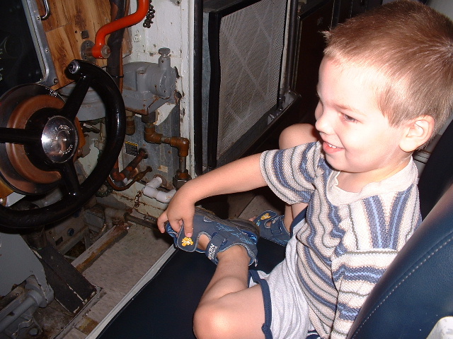 Kenny driving the submarine